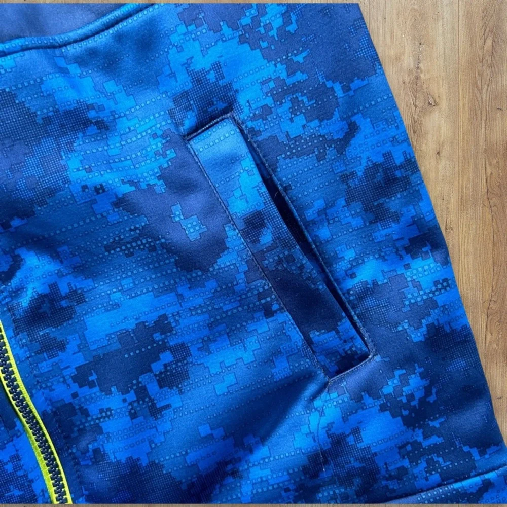 Boys Free Country Waterproof Blue Camo Zippered Hooded Jacket 14/16